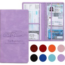 여성 남성을 위한 페이신 자동차 등록 및 보험 카드 소지자 차량 내 문서 다양한 카드에 쉽게 접근하고 보호할 수 있는 마그네틱 버클이 블랙 글러브 박스 서류 정리함, Purple