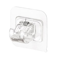 트리오즈 벽면 접착식 무타공 스프링 커튼봉 홀더, 투명, 6개