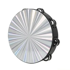 쿠쿠스토어 31BE 성인 더블 행 탬버린 어린이 휴대 타악기 금속 벨이있는, 01 8 inches, 01 중국