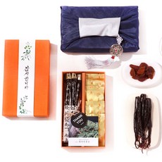 행복한 홍삼 국산 고려 홍삼 정과50g+홍삼 절편80g 답례품 선물 세트 보자기(네이비+노리개)+쇼핑백, 130g, 1개, 감사합니다