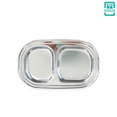 [바른식판]국산 포스코 스텐 2구 다이어트식판 어린이집 간식 식판, 1개, 2구식판