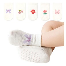 엠에스키즈 신생아 아기 미끄럼방지 매쉬양말 5족세트 G396