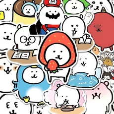 쿠쿠스토어 귀여운 자기 비하하는 농담 곰 스티커 간단한 그리기 나가노 손 계정 재료 태블릿 룸 데스크탑, 01 90pcs