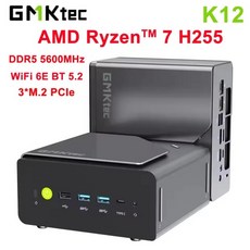 GMKtec NcuBox K12 미니 PC Ryzen 7 H255 DDR5 5600Mhz 최대 64GB PCIe40 Nvme SSD WIFI6E BT52 8K HD DIY, 01 Ryzen 7 H 255, 04 영국, 05 DDR5 32GB 500GB NVME
