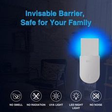 실내 파리 초파리 모기 나방 퇴치 조절 가능한 2in1 UV LED 야간 조명등, white EU plug