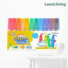 로넬리빙 문화연필 더존 키즈 워셔블마카 12색 1개입 무독성 세척가능 컬러펜