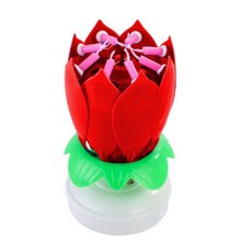 생일축하파티 초 멜로디 빙글빙글 회전 연꽃초 생일초 IP, 1개, 레드