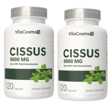 VitaCosmoX 시서스 추출물 Cissus 고함량 고농축 8000mg 케토스테론 50% 시서스 캡슐 시서스 가루 분말, 120정, 2개