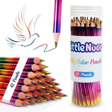 LittleNoor 42개의 멀티컬러 연필 독특한 색칠과 드로잉을 위한 4-in-1 색연필 어린이와 성인에게 적합 미리 깎은, LittleNoor 42개의 멀티컬러 연필 독특한 색칠