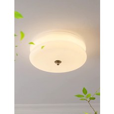 인테리어용 빈티지 유리 원형 현관등 거실 조명 천장등 32cm 화이트 크롬 3색 조명, 32cm 화이트 구리색 3색 조명