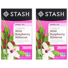 스태쉬티 디카페인 허브차 라즈베리 히비스커스, 1.9g, 2개, 20개입
