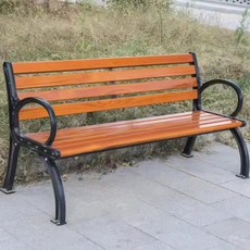 야외벤치 옥외 놀이터 주물 벤치 스테인레스 카페 공원, 1.5m 방부목 M자형 등받이
