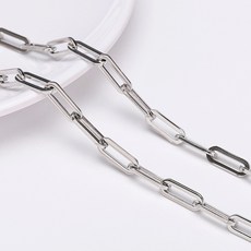 스테인리스 스틸 체인 목걸이 팔찌 DIY 액세서리 보석 재료 수공예 체인끈 8자형 십자형 연장 코드 활용 홈데코 수선 부자재, 1개, 1미터 포장 플랫 와이어 체인 5.5x15mm
