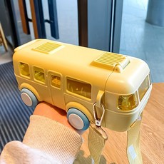 兒童巴士造型水杯 Tritan 小汽車創意水壺, tritan小汽車創水杯黃色500m,創意杯子【帶包裝盒】, 1個