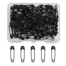 소형 옷핀 안전핀 세트 19mm 컬러 박스포장, 120개, 블랙