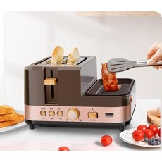 다기능 전기 토스트기 샌드위치 올인원 아침 식사, 커피색, 기본 색상