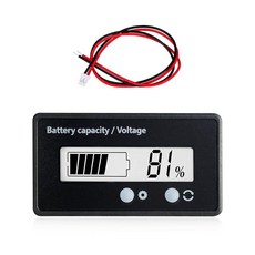MUQIDA 12V 24V 36V 48V 60V 72V 84V 골프 카트 배터리 미터 LCD 디스플레이 백라이트가 있는 용량 전압계 자동차 카트용 산성 및 리튬 이온 표시기, 화이트