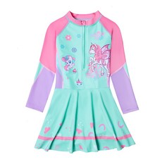 달콩슈 여아용 수영복 원피스형 일체형 래쉬가드 DSW604