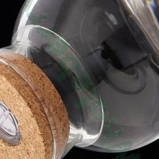 붕규산유리 내구성 코르크 원형 LED테라리움병 (10x11cm) 코르크유리병 팔루다리움 용기 유리병 테라리움어항