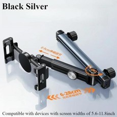 자동차 머리 받침 뒷좌석 용 Eary 태블릿 홀더 마운트 360 회전 전화 스탠드 긴 팔 4.7-12 장치에 맞는 2 개의 후크로 조절 가능, 2)T11-Z Black Silver