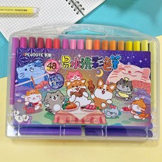 筆樂PENROTE 柴語錄48色易水洗彩色筆組，兒童安全無毒彩色筆，色彩鮮豔，輕鬆清洗, 白殼