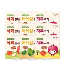 [베이비본죽] 국산 과일퓨레 3종 3세트 100gx18개입 (사과+배케일+자두) 아기 퓨레 이유식, 100g, 사과, 배케일, 자두