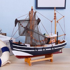 범선 모형 장식품 요트 선박 인테리어소품 프라모델 어선, 30 x 9x29cm 스타일 C, 1개, 기본 색상