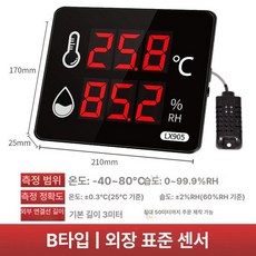 산업용 온습도계 대형화면 디스플레이 센서 화면 벽걸이, 모델 B LX905 표준 외부 프로브 80, 1개