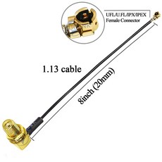 IPX 1 13 케이블 SMA 암 커넥터 UFL U FL IPX 저손실 케이블 피그테일 WiFi 안테나 연장, 3.2inch 8cm, 1.13IPXK-SMAKW