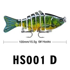 LURE 多節路亞 緩沉 鱸魚 魚虎殺手 路亞硬餌 船釣 泰國鱧 全泳層, 1個, 綠10cm 15.5g