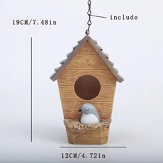鳥窩花園庭院裝飾擺件，戶外景觀陽臺院子園藝佈置，仿真鳥屋鳥巢，打造自然風格, 小號防木鳥屋