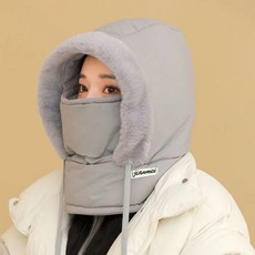 防寒帽防風雨套頭帽 戶外騎車防寒面罩 護耳加絨保暖面罩 台灣保固有售後, 淺灰