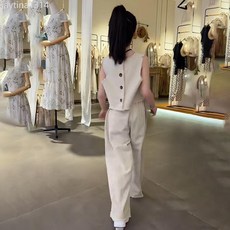女童韓系套裝 兒童背心雙口袋大腳褲兩件套