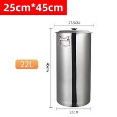 긴 스텐 냄비 육수통 파스타 들통 멀티팟 업소용 곰솥 스프좁은 양동이, 25cmx45cm 22L 키우기, 1개