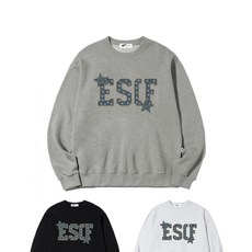 이스케이프프롬 스타 데님 패치 프린트 맨투맨 [3컬러]