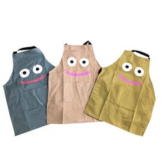 小清新可愛兒童圍裙 薑黃色呆萌表情