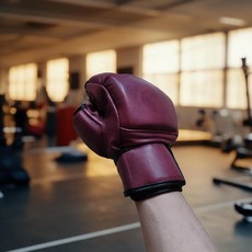 UFC 牛皮真皮半指拳擊搏擊訓練手套, 牛皮真皮酒紅色（無標）