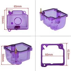 범용 오토바이 기화기 하단 투명 플로트 보울 KSR EVO OKO Keihin PWK 21-34mm Dirt Bik 커버, 05 Purple color