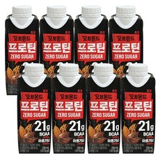 롯데 오트몬드 프로틴 제로슈거 초코, 250ml, 8개