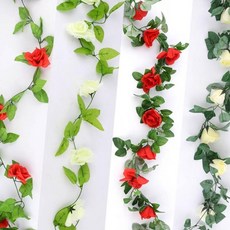 가랜드 장미 인테리어 벽 꾸미기 장식 넝쿨 꽃 소품 조화 실내, 9송이 화이트