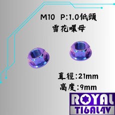 【瘋螺絲】ROYAL鈦合金螺母 M10 螺母 P1.0 雪花螺母 (低頭) 出貨附發票 四色可選, 1個, 幻彩藍