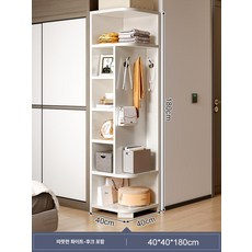 코너장 소품장 장식장 틈새 침실 거실 삼각 옷장 책장, 40cm 웜화이트 후크 포함