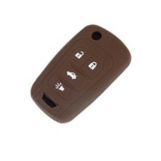 쉐보레 호환 실리콘 키케이스, 폴딩4버튼, 브라운, .