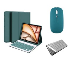 아이패드 호환 에어 프로 미니 1/2/3/4/5/6/7/8/9/10 세대 M2 M4 펜슬 수납 블루투스 키보드 케이스 무선 마우스 세트 iPad Pro Air Mini 케이스나라, 다크그린