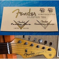 펜더 커스텀 샵 일렉트릭 기타 헤드 로고 수전사 인쇄 상표 스티커 2개입 필름 탈부착 ST62 2340223