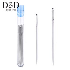 2Pcs 큰 눈 바늘 가죽 바느질 바늘 스티치 스테인레스 스틸 자 수 바늘 명확한 병 DIY 바느질 도구, 보여진 바와 같이