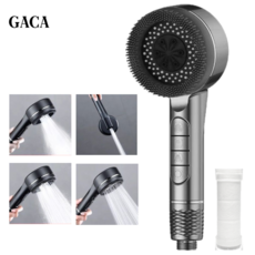 GACA 샤워기헤드 5단조절 온오프샤워기 수압상승 필터포함, 다크그레이, 1개