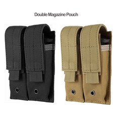 더블 탄창파우치 몰리 매거진파우치 탄창가방 에어소프트건 핸드건 탄창수납 서바이벌 악세사리 밀리터리용품 군장, BK(검정), 1개