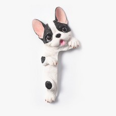 可愛狗法鬥開關裝飾墻貼保護套 現代簡約樹脂動物3D立體插座貼, 黑白左立法鬥