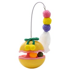 馬年不倒翁貓玩具自嗨解悶貓薄荷逗貓棒羽毛貓咪轉盤寵物玩具批發, 1個, 蘋果不倒翁【熒光黃】:盒裝【自帶羽毛加貓薄荷】